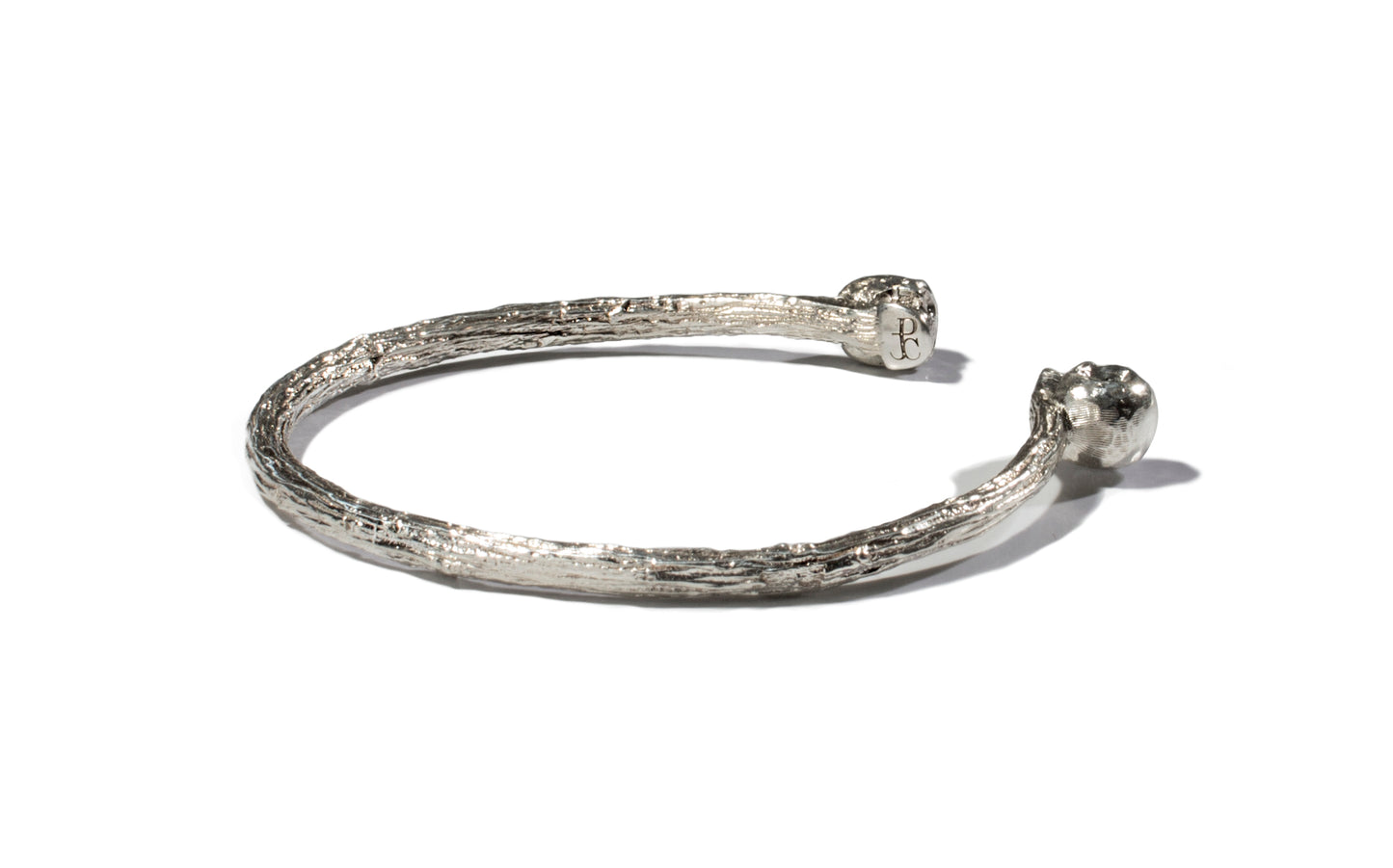 Sterling Silver Organic Skull Cuff with Diamonds