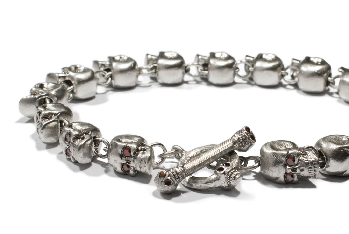 Sterling Silver Skulls Bracelet with Multicolor Diamonds