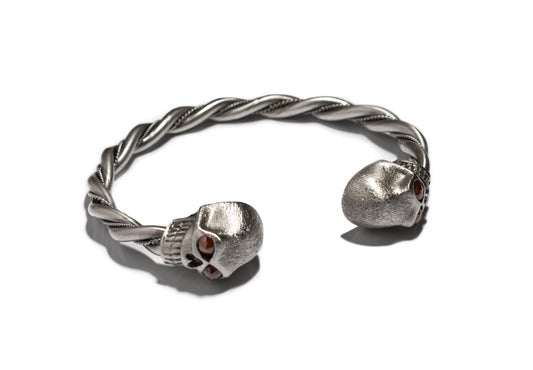 Twisted Sister Sterling Silver Skull Cuff with Diamonds