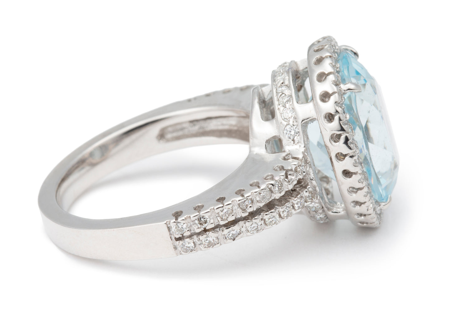 5.20CT Aquamarine 18K White Gold Engagement Ring with Diamonds