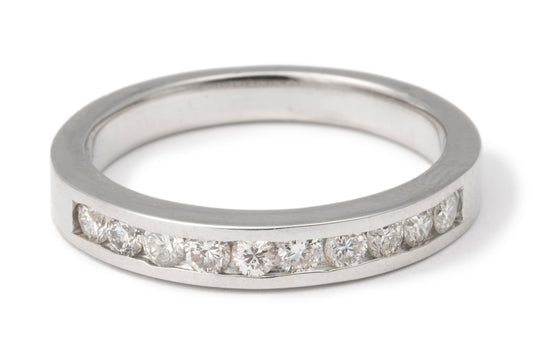 Men’s Diamond Channel Wedding Band in 18K White Gold