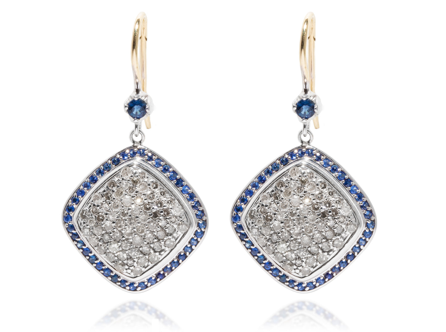 Royal Radiance: Blue Sapphire & Brown Diamond Earrings & Pendant Necklace Set in Sterling Silver