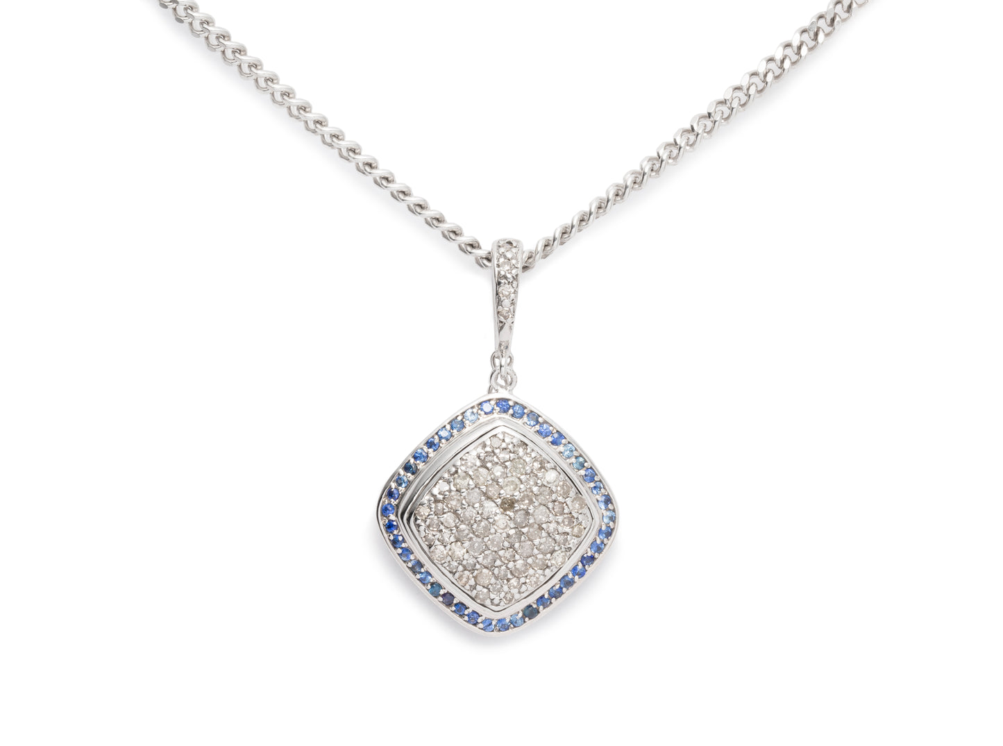 Royal Radiance: Blue Sapphire & Brown Diamond Earrings & Pendant Necklace Set in Sterling Silver