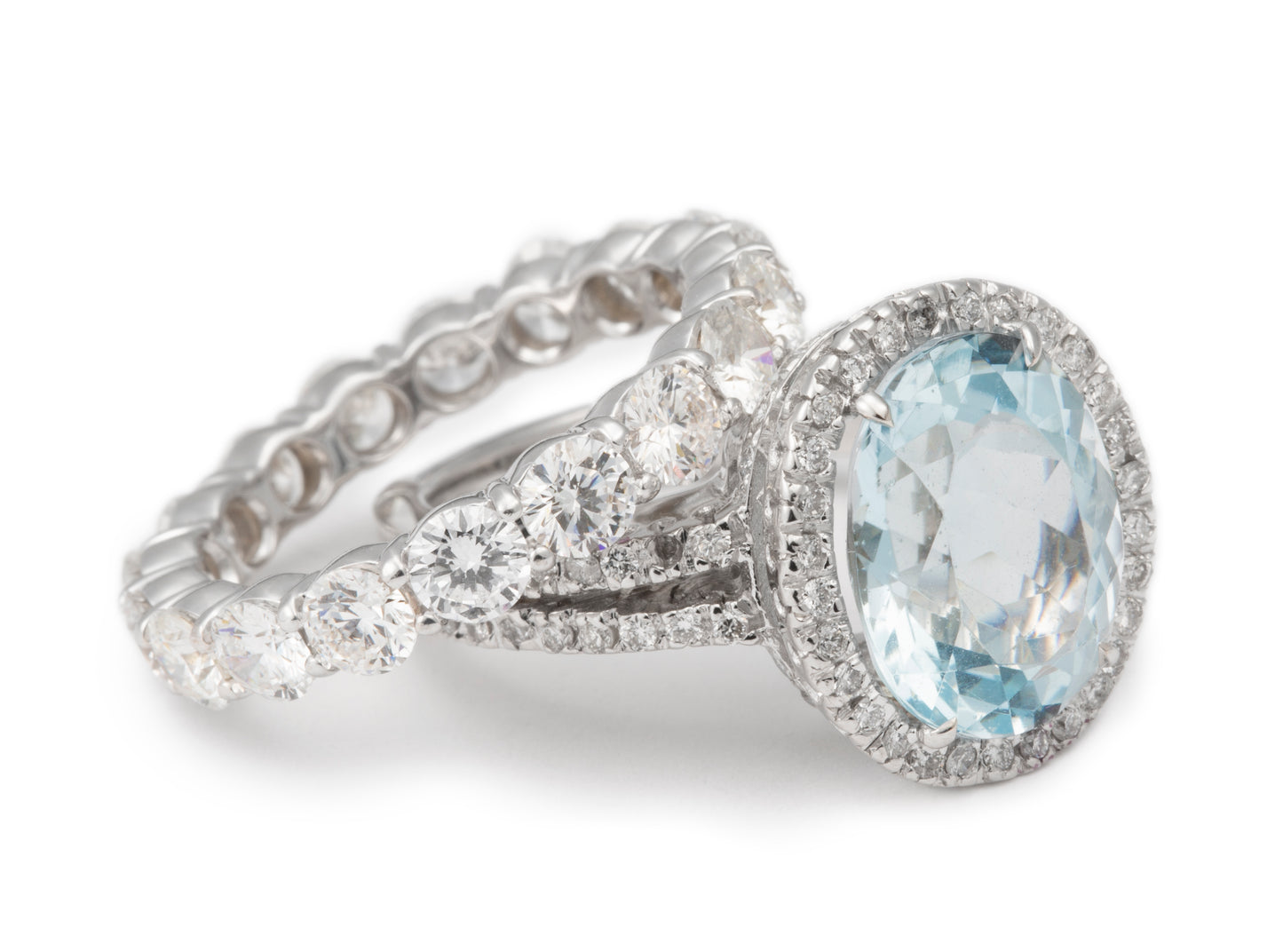 5.20CT Aquamarine 18K White Gold Engagement Ring with Diamonds