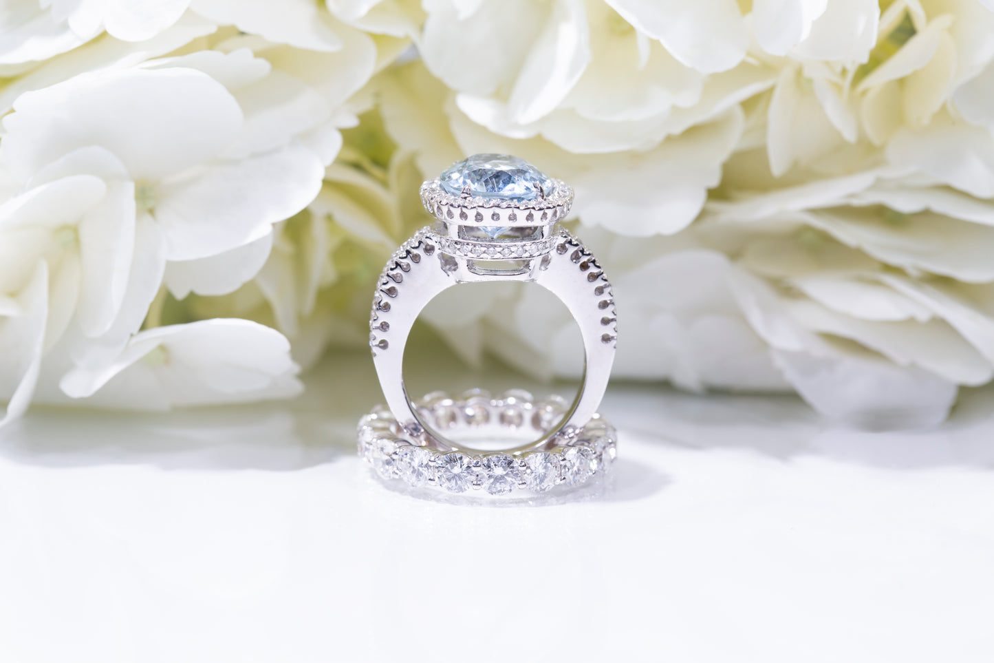 5.20CT Aquamarine 18K White Gold Engagement Ring with Diamonds